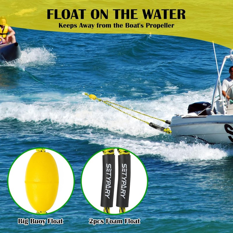 SETYPARY Boat Tow Harness for Tubing, Self Centering Tow Harness for 1-4 Riders Towable Tubes, Floating Boat Tow Rope for Watersports - Image 3